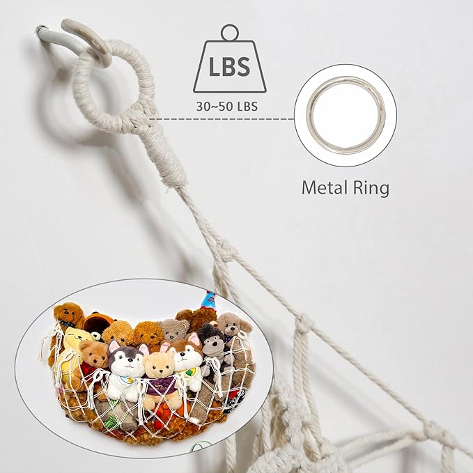 Stuffy Animal Net for Stuffed Animals Storage Hammock Macrame Stuffed Animal - Image 6