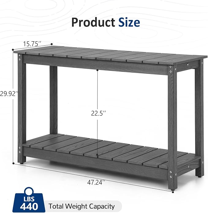 Outdoor Console Table, 440LBS Weight Capacity, 2-Tier Multifunctional Buffet - Image 3