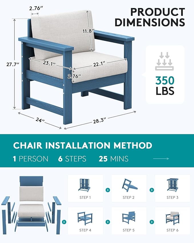 SERWALL 2 Pieces Single Cushioned Lounge Chair - Image 2