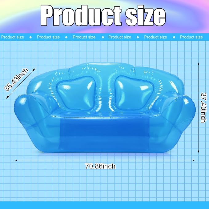 Kigley Inflatable Chair Blow Up Couches Transparent Inflatable Sofa Seat Yard - Image 3