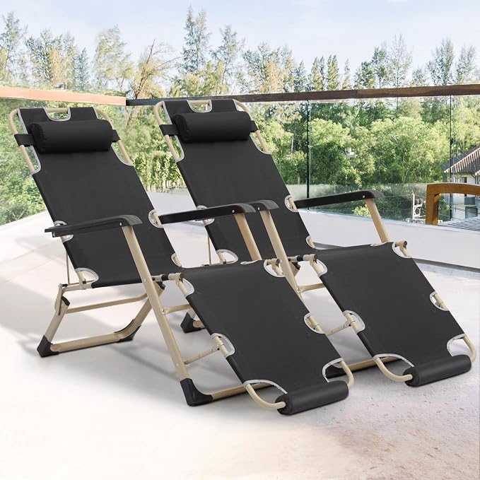 Magshion Folding Patio Chairs Set of 2, Outdoor Lounge Chair - Image 4