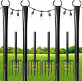 4 Pack String Light Poles for Outdoor, Metal Light Hanging Pole Outside by Unknown