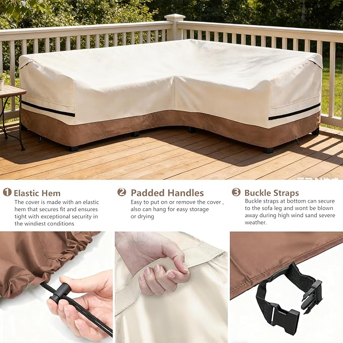 okcool Outdoor Sectional Sofa Cover Waterproof-V-Shaped Patio Furniture Covers - Image 4
