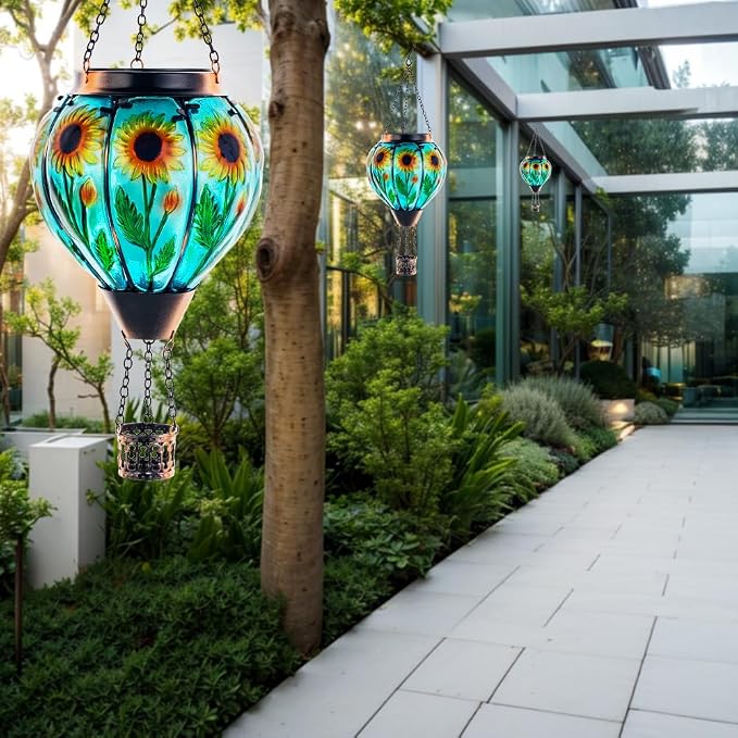 Starsoul Sunflower Hot Air Balloon Solar Lantern Glass Outdoor Hot Air Balloon - Image 7