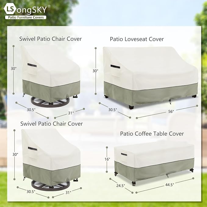 Patio Furniture Covers 4 Piece Set, 600d Heavy Duty Outdoor Furniture Covers - Image 2