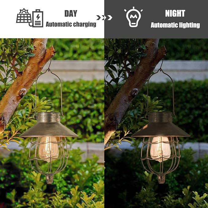 YAKii 6 Pack Solar Lantern Hanging Waterproof Outdoor Metal Solar Lamp - Image 3
