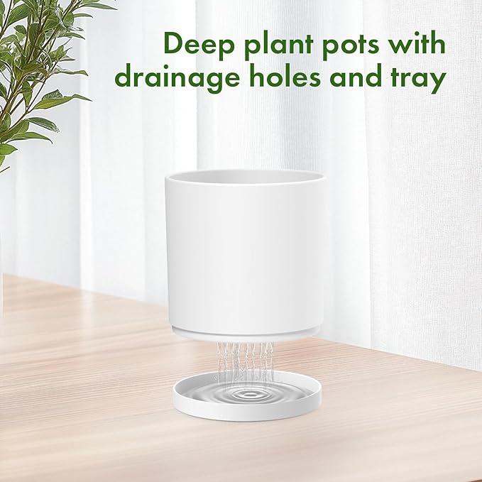 10/8/6 inch Deep Flower Pots, 3 Pack Cylinder Tall Plant Pots - Image 4