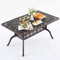 60" Cast Aluminum Outdoor Dining Table – Rectangular Red Copper Patio Table by Attliahome