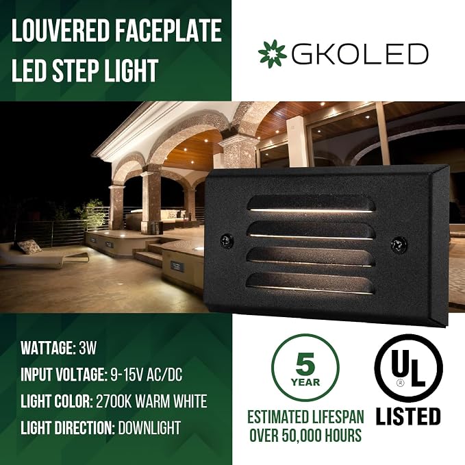 GKOLED 12V 3W Surface Mount Low Voltage LED Step Light - Image 2