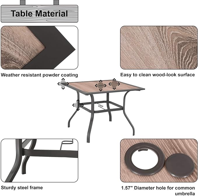 Sophia & William Square Patio Dining Table - Image 5
