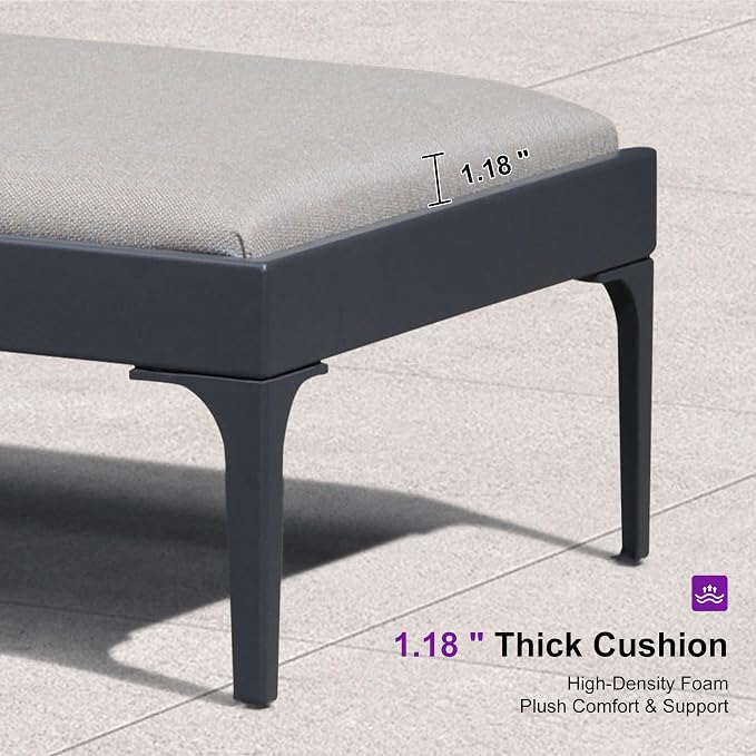PURPLE LEAF 1 Piece Outdoor Chaise Lounge Aluminum Adjustable Patio Lounger - Image 4
