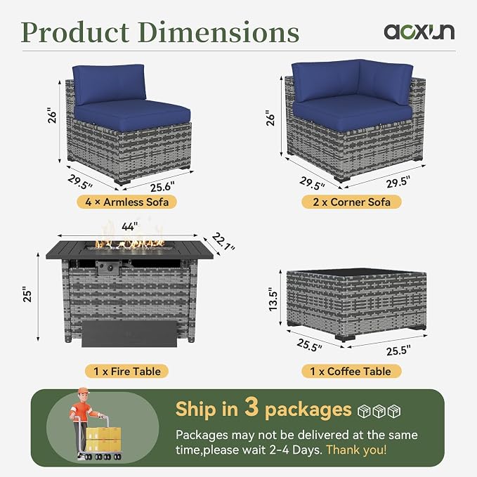 Aoxun 8 Piece Patio Furniture Set - Image 9