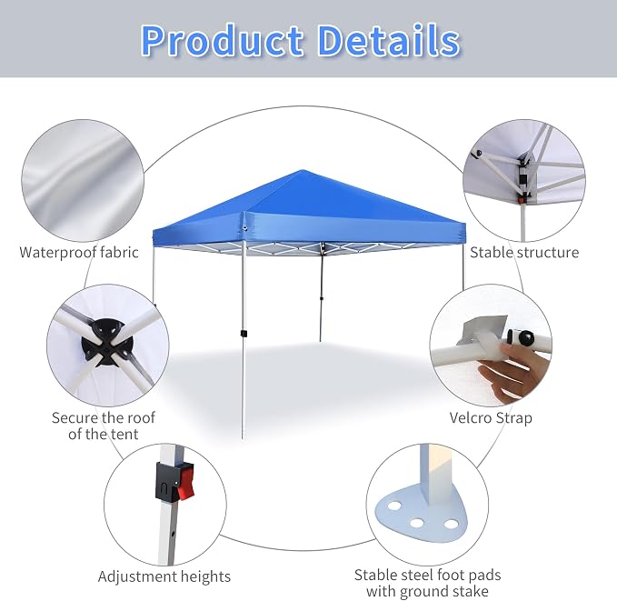 Pop Up Canopy 8X8 FT, Portable Sun Instant Shelter w/Backpack Bag, Waterproof - Image 4