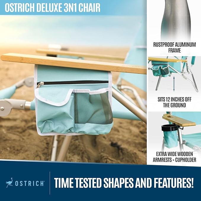 Ostrich the Deluxe 3N1 Lightweight Lawn Beach Reclining Lounge Chair - Image 7