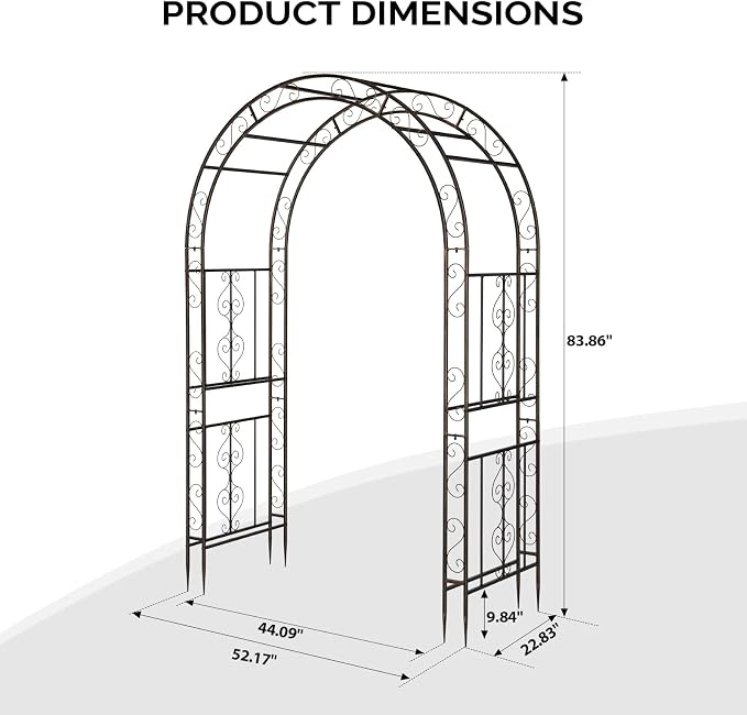 Outvita Garden Arch Arbor, Heavy Duty Metal Arbour Archway, Decorative Frame - Image 3