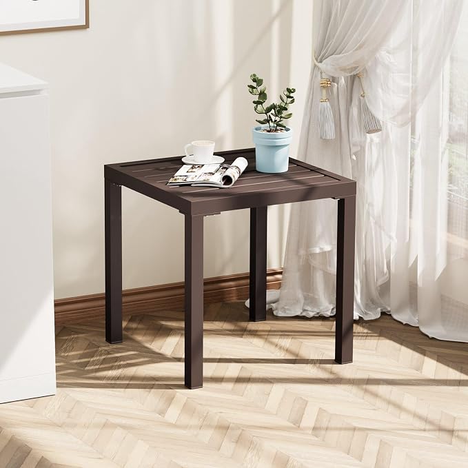 Crestlive Products Outdoor Side Table Set of 2, Small Square Metal End Table - Image 7
