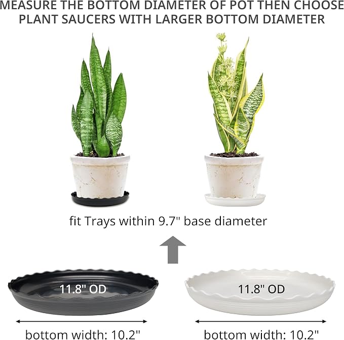 Plant Saucer, 7 Pack 8 10 12 14 15 Inch Durable Plastic Plant Trays - Image 2