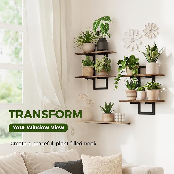 Bamworld Floating Shelves for Wall Planters for Indoor Plants Hanging Shelves - Image 3