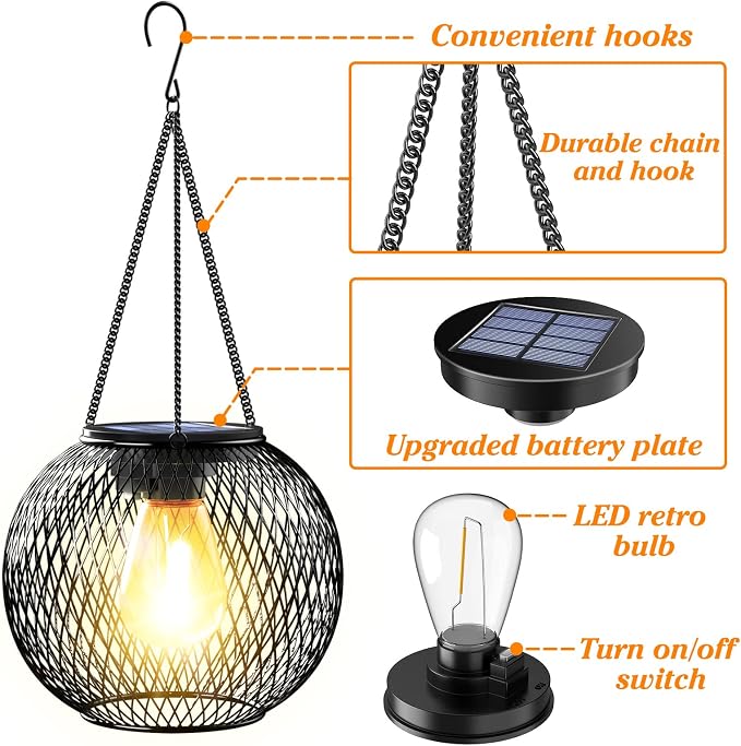 Solar Lantern Outdoor Waterproof, KagoLing Upgraded Hanging Solar Lights - Image 5
