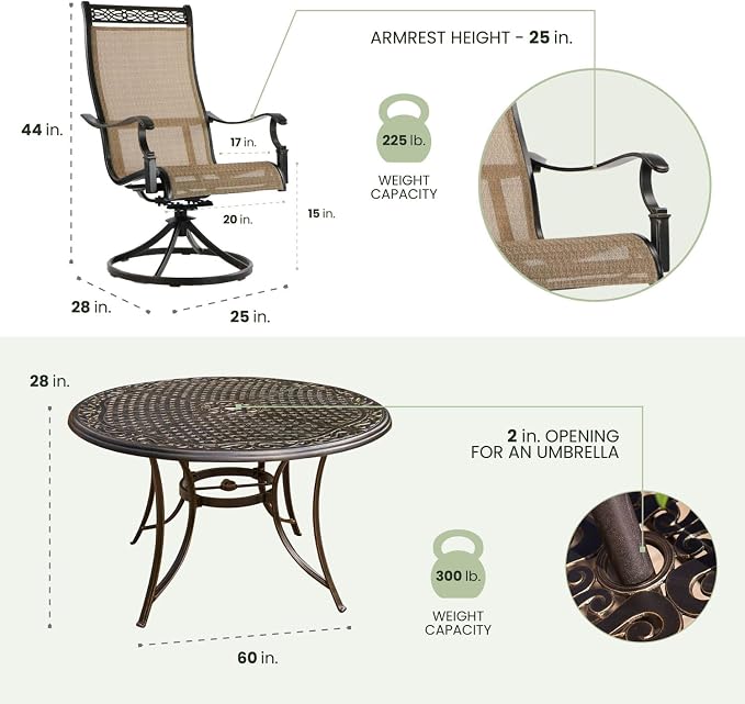 Hanover Manor 7-Piece Outdoor Dining Set - Image 3