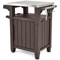 Keter Outdoor Grill Prep Table & Serving Cart, Stainless Steel Top, 40 Gal by Keter