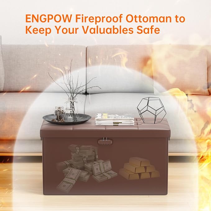 ENGPOW Storage Ottoman Bench, Fireproof Folding Bench - Image 3