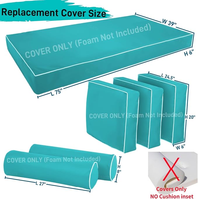 Patio Twin daybed Cover, for Outside Porch Swing Mattress Bolster Cushion - Image 2