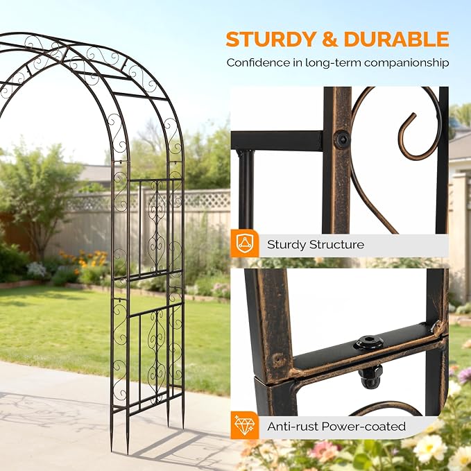 VINGLI Garden Arbor, Double Layer Arch Archway - Image 6