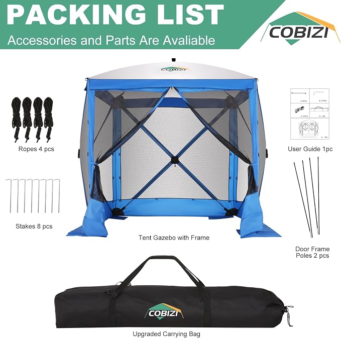 COBIZI 6x6 FT Pop up Gazebo Tent, Waterproof Instant Screen - Image 7