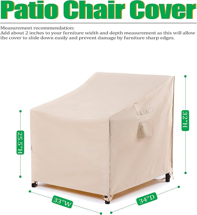 F&J Outdoors Patio Chair Covers Waterproof UV Resistant Outdoor Dining Chair - Image 2