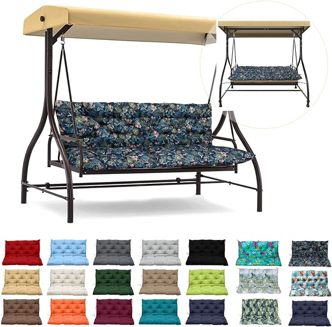 Waterproof Porch Swing Cushion Replacement, Thick 4" 2–3 Seat Outdoor Swing by RUFXIEZW