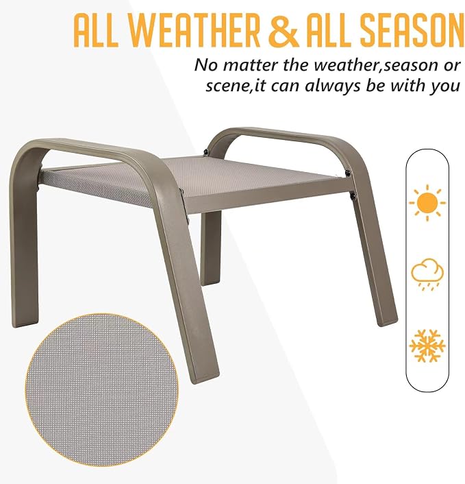 Outdoor Patio Footstools 2 Set Suit Patio Chairs Texliene Outside Ottomans Side - Image 4