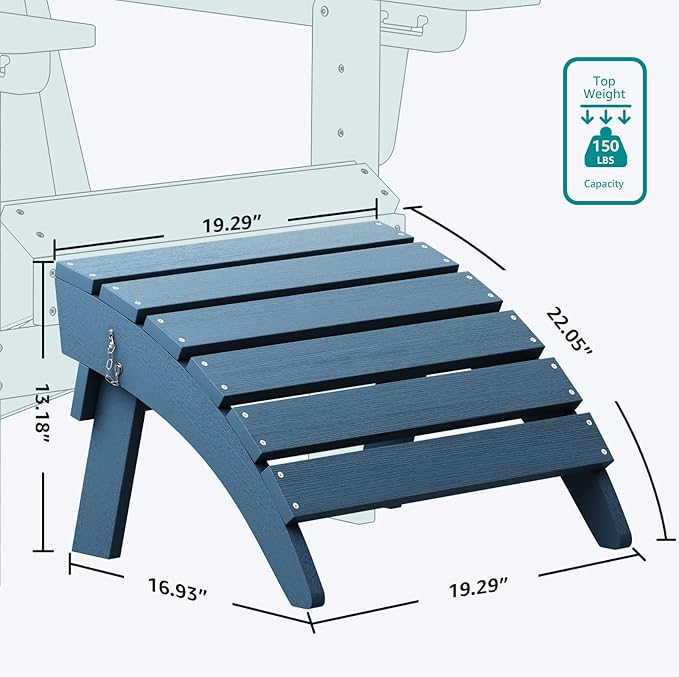 SERWALL Folding Adirondack Chair Footrest Set of 2, Adirondack Ottomans Without - Image 5