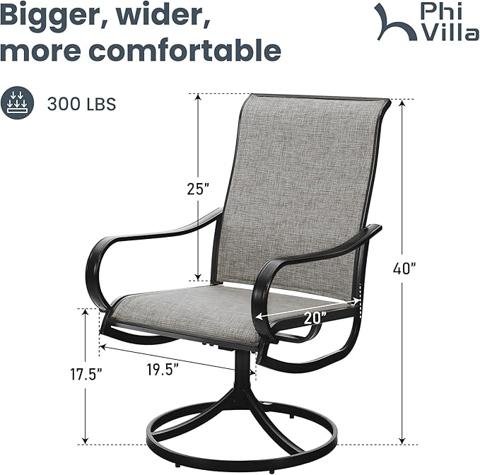 PHI VILLA Patio Swivel Dining Chairs Set of 8, Outdoor Metal Chair - Image 2