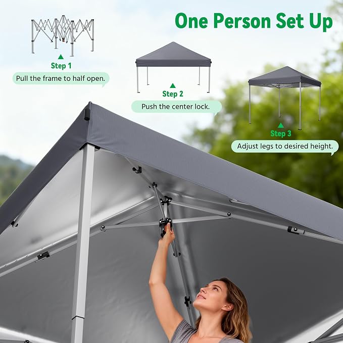 10x10 Pop Up Canopy Tent, Instant Setup Portable Canopy - Image 2
