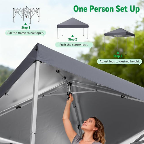 10x10 Pop Up Canopy Tent, Instant Setup Portable Canopy - Image 2