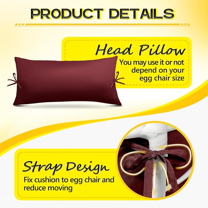 MAGIC ELEPHANT Egg Chair Cushion, Memory Foam Hanging Egg Chair Cushion - Image 4