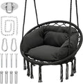 Monibloom Hanging Hammock Chair W/Large Padded Cushion, Macrame Swing Chair by Monibloom
