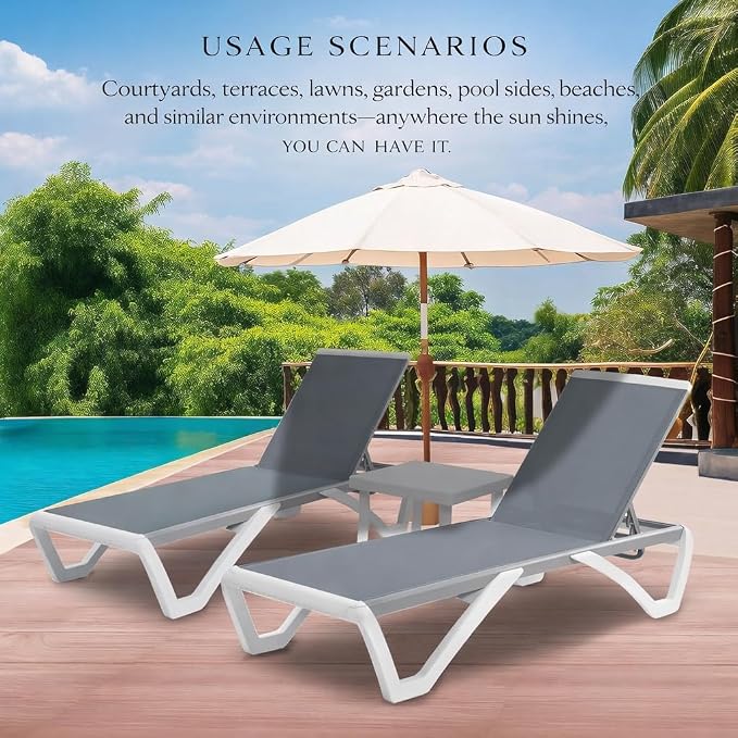 Kozyard Outdoor Chaise Lounge Chair, Full Flat Adjustable Patio Lounger - Image 6