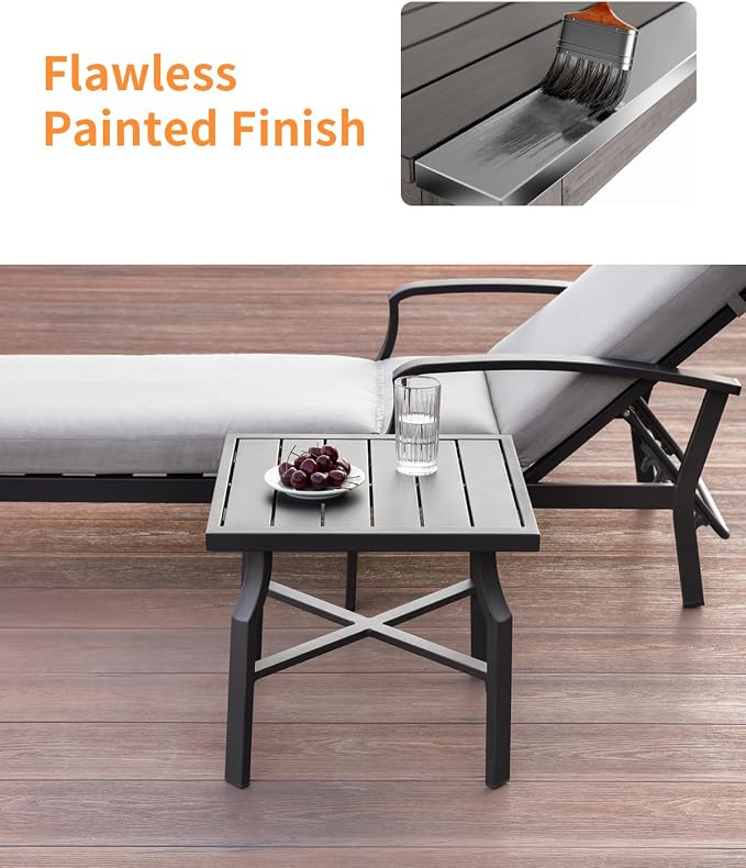 Patio Side Table, Aluminum Outdoor Pool Side Table - Image 6