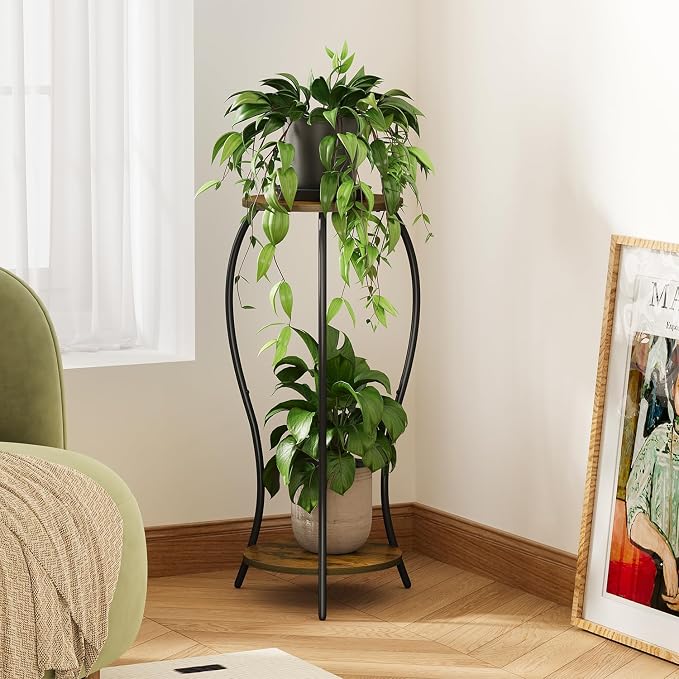 Plant Stand Indoor, 2 Tier Round Tall Plant Stand, Flower Pot Stand, Plant - Image 2