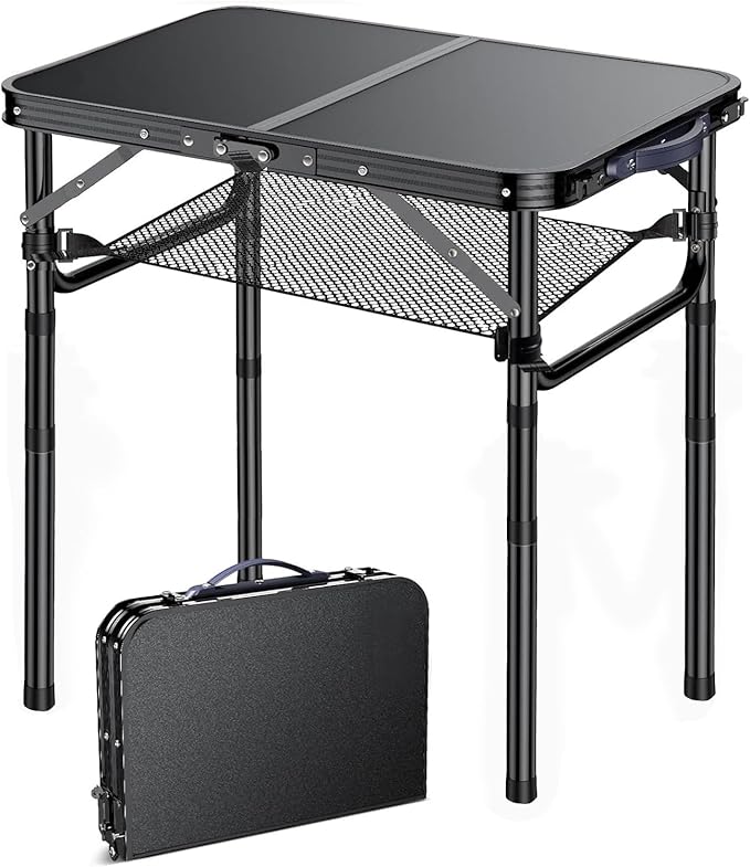 Outdoor Side Table, Portable 3 Adjustable Height Small Outdoor Folding Table by Yriuat