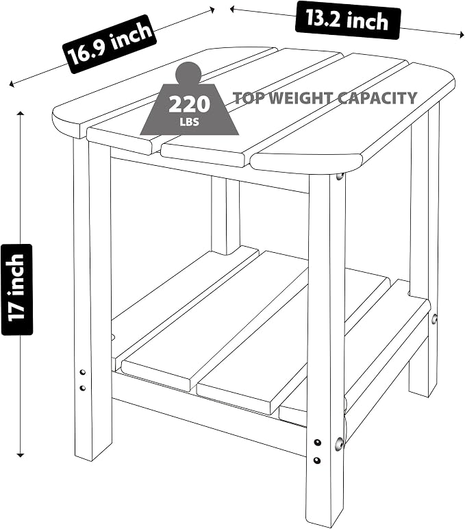 LZRS Double Adirondack Side Table, Outdoor Side Tables, End Tables - Image 3