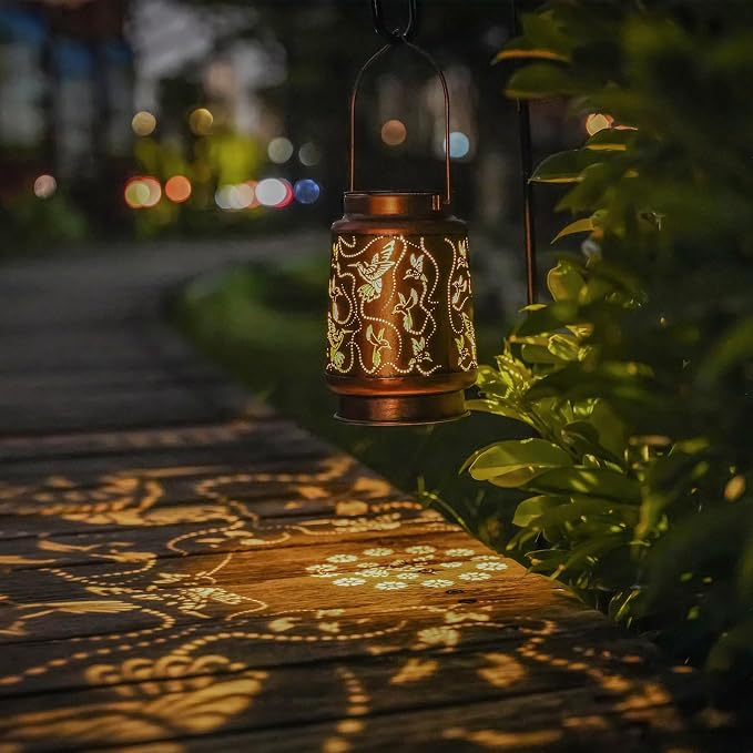 Solar Hummingbird Lanterns Outdoor Hanging Decor Lantern, Waterproof Hollow Out - Image 3