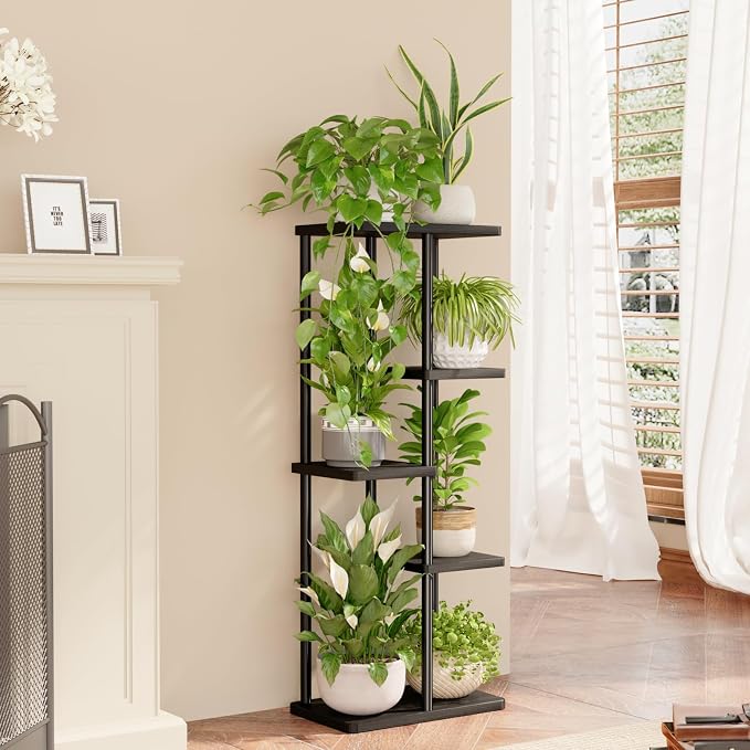 Bamworld Plant Stand Indoor, Corner 5 Tier Metal Plant Shelf - Image 2