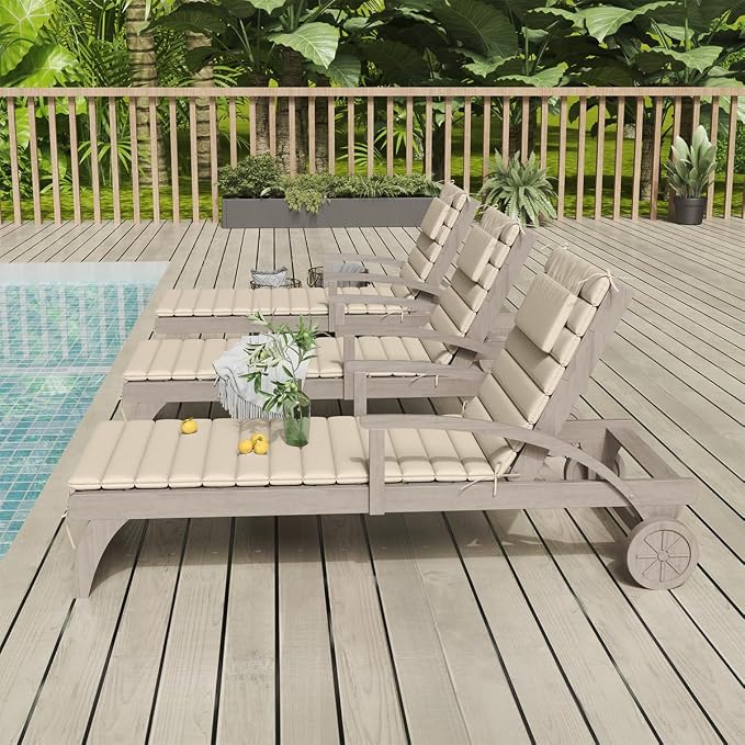 Sundale Outdoor Olefin Quilted Lounge Cushion Set of 2, Patio Foldable Chaise - Image 9
