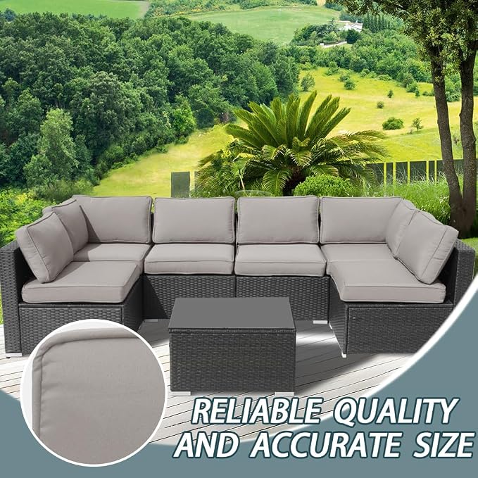 14Pcs Outdoor Cushion Covers Replacement Washable w/Zipper - Image 7