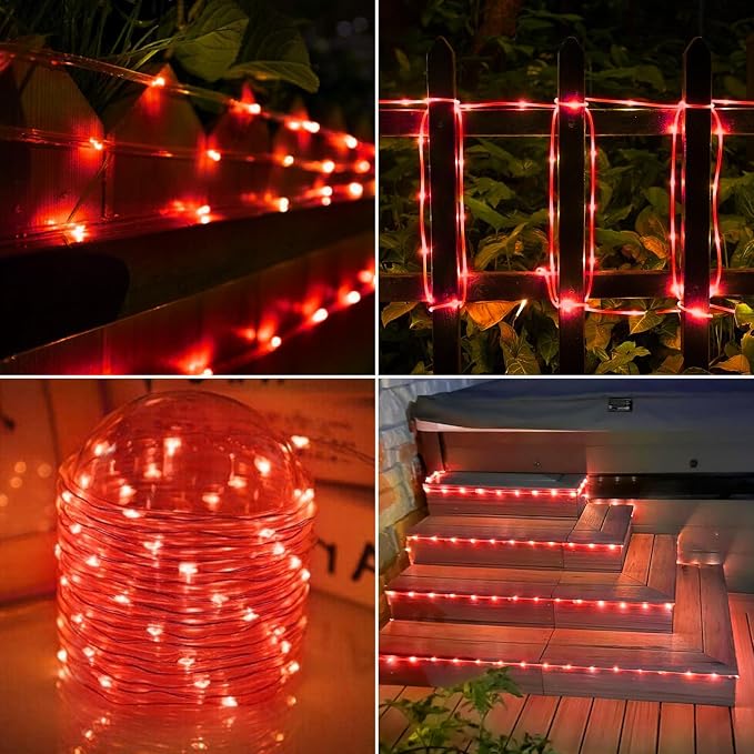 Solar Rope Lights, 66ft 200LED Solar String Lights, 8 Modes Waterproof Solar - Image 7