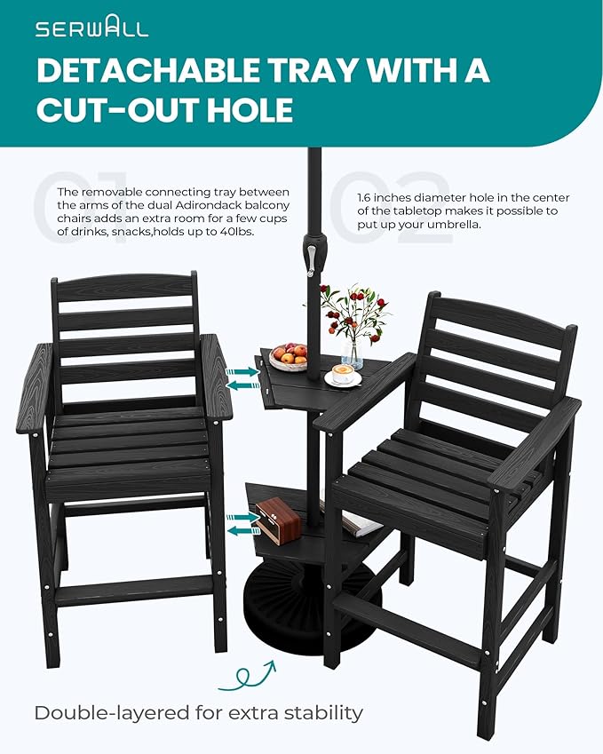 SERWALL Tall Adirondack Chairs Set of 2 - Image 4