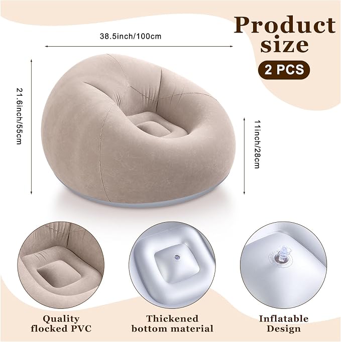 Realspring Inflatable Bean Bag Chairs Outdoor Blow up Camping Chairs Inflatable - Image 3